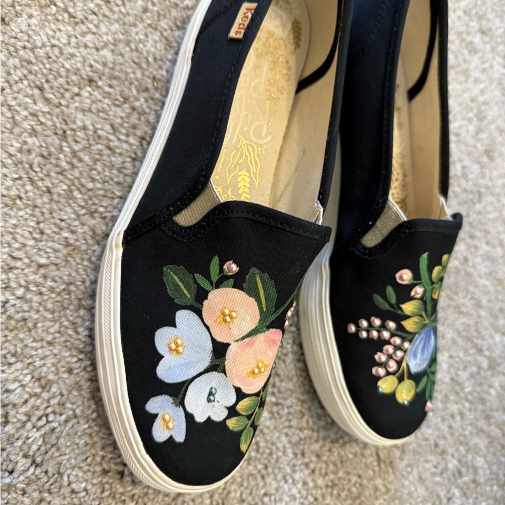 Keds Black Floral Slip-On Sneakers